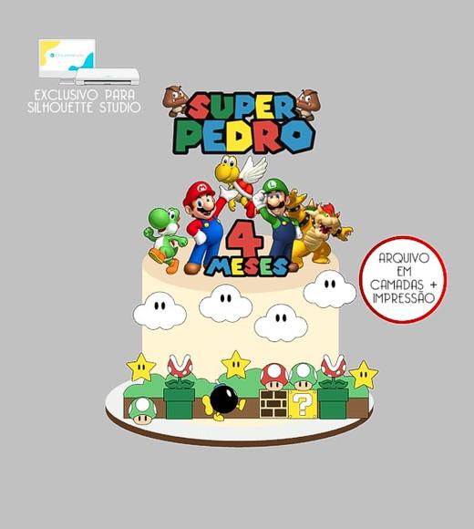 1821 - Arquivo Topo de Bolo Super Mario