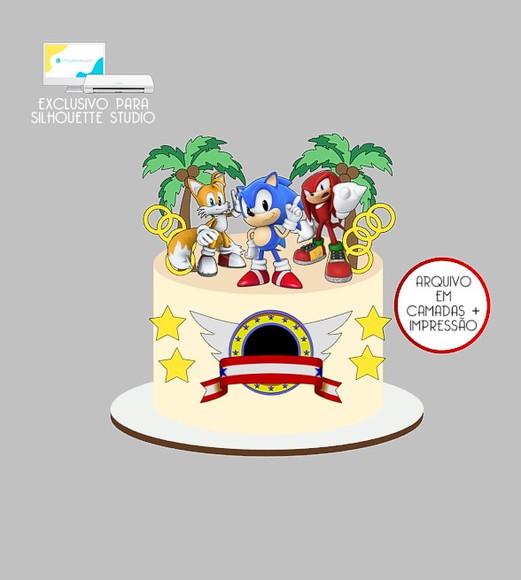 1828 - Arquivo Topo de Bolo Sonic