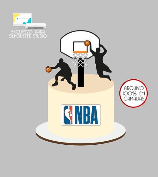 1852 - Arquivo Topo de Bolo Basquete Nba Cesta 3d
