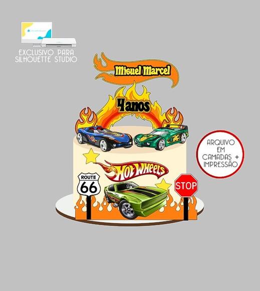 1874 - Arquivo Topo de Bolo Hotwheels