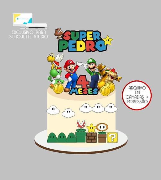 1884 - Arquivo Topo de Bolo Super Mario