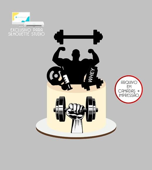 1895 - Arquivo Topo de Bolo Academia Fitness Homem