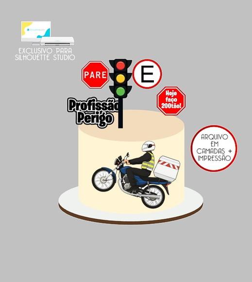 1936 - Arquivo Topo de Bolo Motoboy Profissão Perigo
