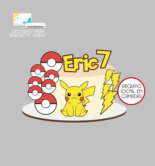 195 - Arquivo Topo de Bolo Pikachu Pokémon