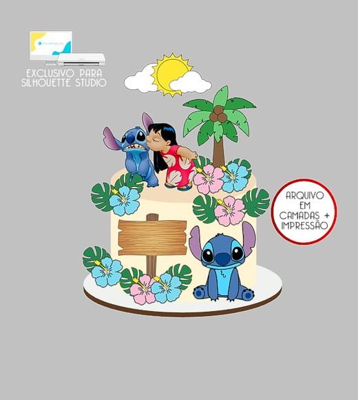 1979 - Arquivo Topo de Bolo Lilo e Stitch Flores