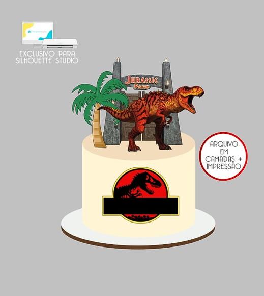 2025 - Arquivo Topo de Bolo Dinossauro Jurassic Park