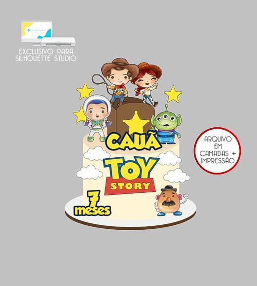 2051 - Arquivo Topo de Bolo Toy Story Aquarela Baby