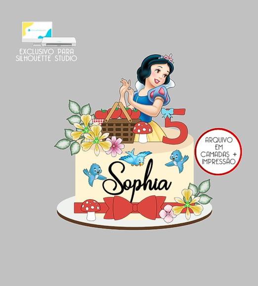 2066 - Arquivo Topo de Bolo a Branca de Neve Flores