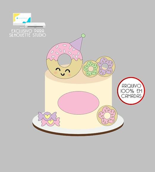 2086 - Arquivo Topo de Bolo Donuts Doces