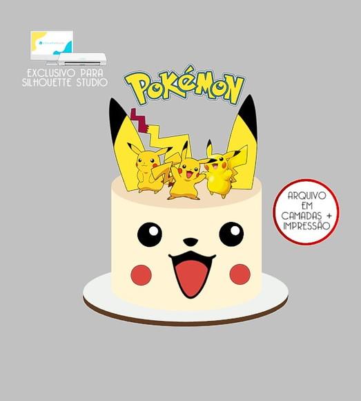 2085 - Arquivo Topo de Bolo Pikachu Pokémon