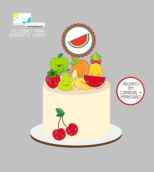 2099 - Arquivo Topo de Bolo Frutinhas Frutas