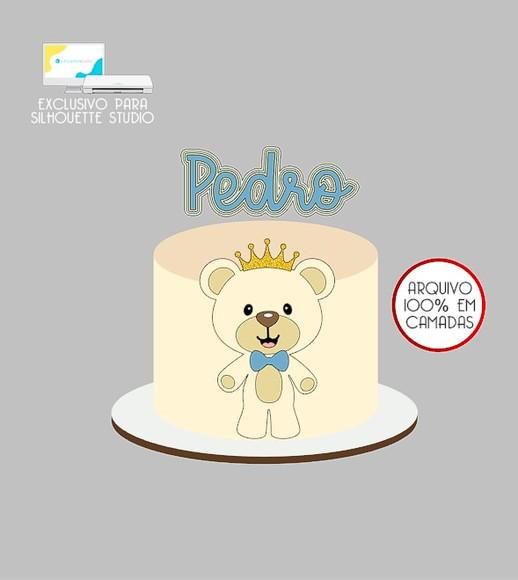2107 - Arquivo Topo de Bolo Ursinho Realeza
