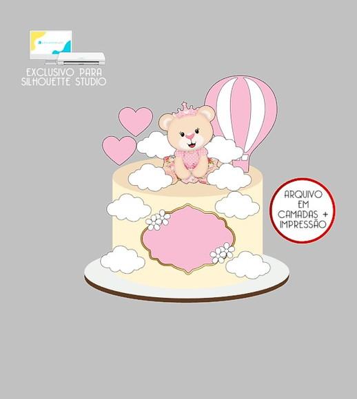 2115 - Arquivo Topo de Bolo Ursinha Chá de Bebê