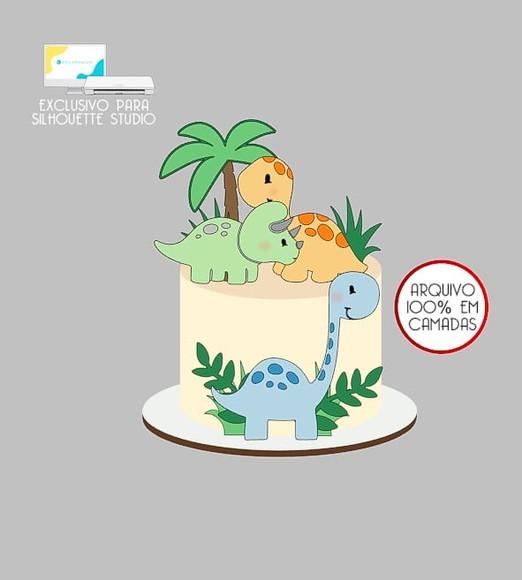 2112 - Arquivo Topo de Bolo Dinossauro Baby