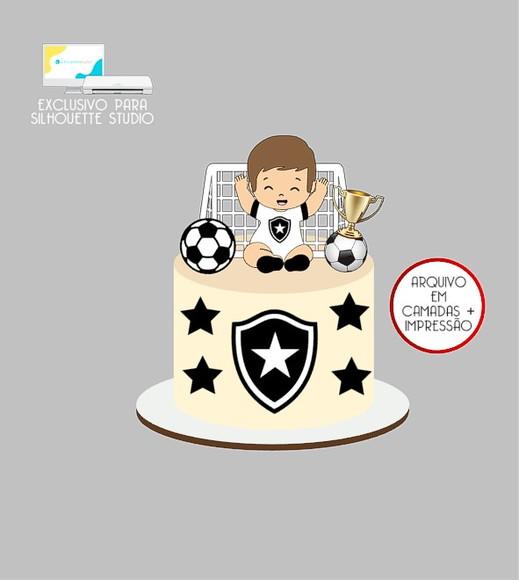 2117 - Arquivo Topo de Bolo Futebol Botafogo Menino Baby