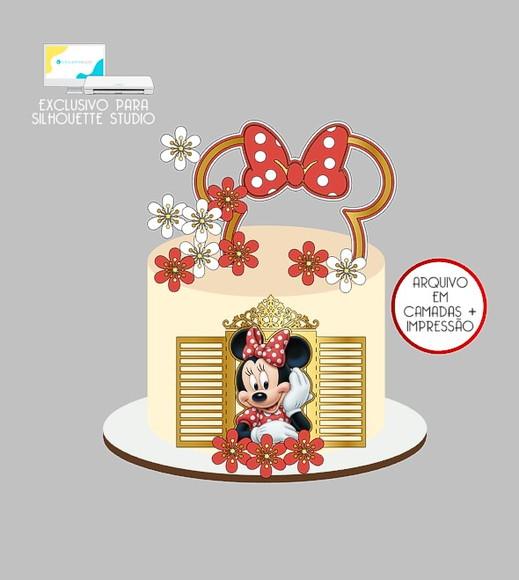 2119 - Arquivo Topo de Bolo Minnie Vermelha