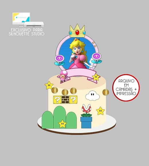 2120 - Arquivo Topo de Bolo Princesa Peach