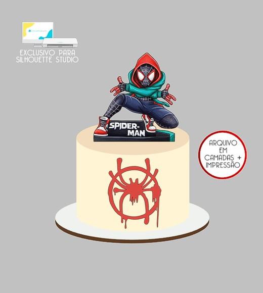 2133 - Arquivo Topo de Bolo Homem Aranha Miles Morales