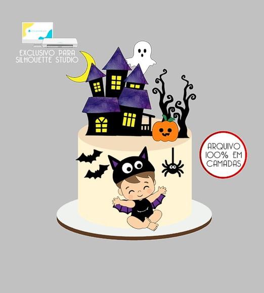 2149 - Arquivo Topo de Bolo Halloween Vampiro Menino