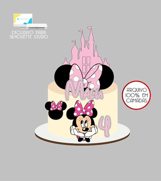 2151 - Arquivo Topo de Bolo Minnie Rosa