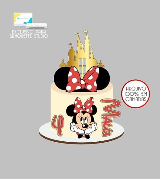 2152 - Arquivo Topo de Bolo Minnie Vermelha