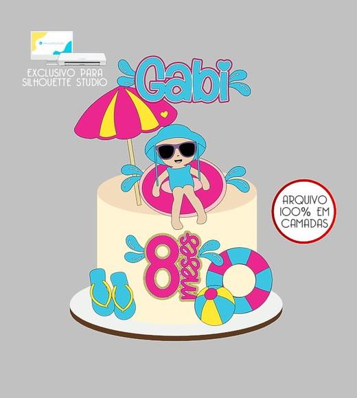 216 - Arquivo Topo de Bolo Praia Verão Menina