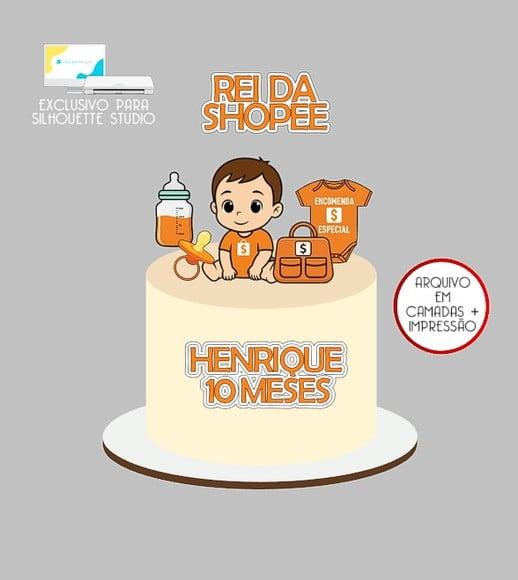 2166 - Arquivo Topo de Bolo Compras Shopee Menino Baby