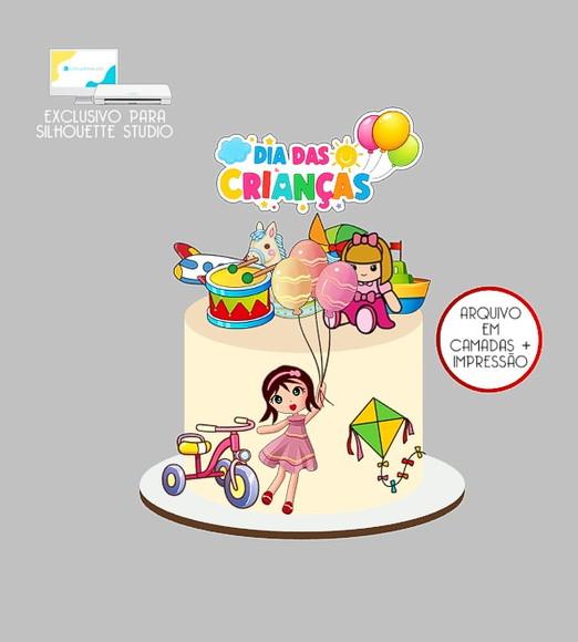 2170 - Arquivo Topo de Bolo Brinquedos Dia das Crianças