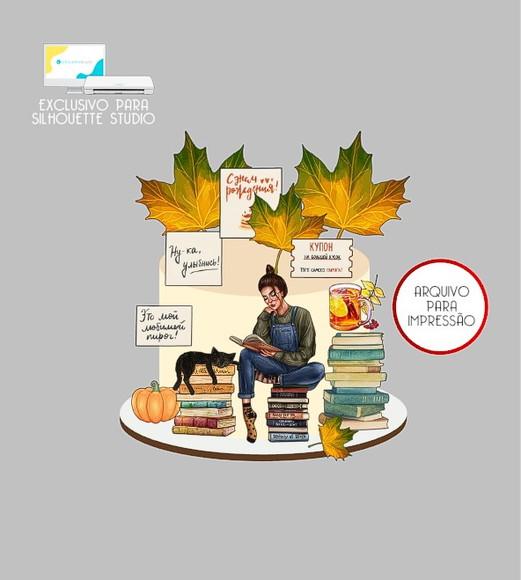 2196 - Arquivo Topo de Bolo Mulher Lendo Leitura