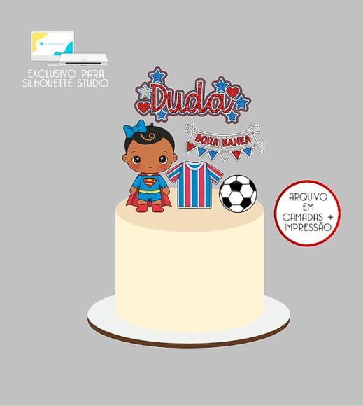 2207 - Arquivo Topo de Bolo Futebol Bahia Menina Baby
