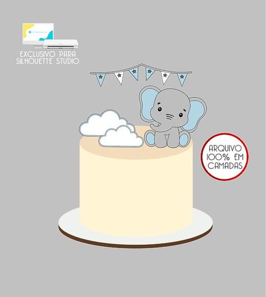 2212 - Arquivo Topo de Bolo Elefante Elefantinho