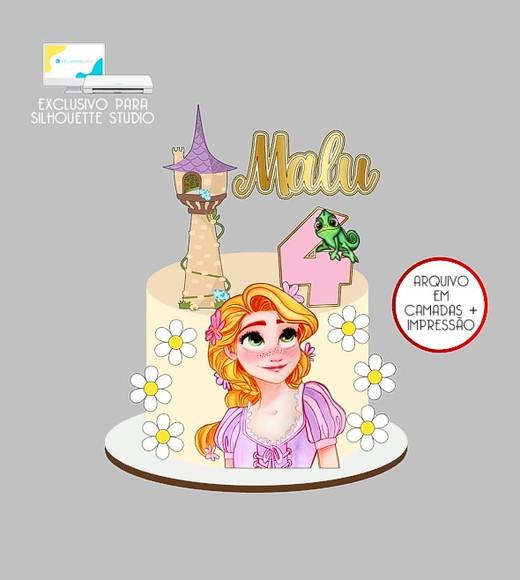 2217 - Arquivo Topo de Bolo Rapunzel Castelo