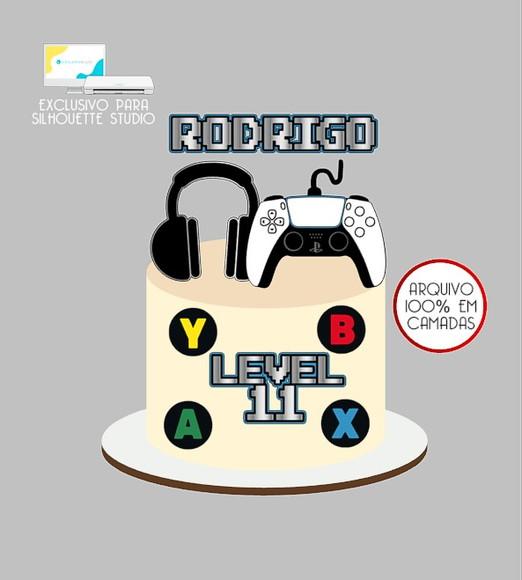 2249 - Arquivo Topo de Bolo Video Game Controle Ps5