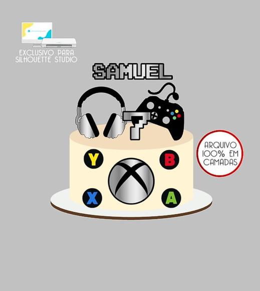 2252 - Arquivo Topo de Bolo Video Game Xbox