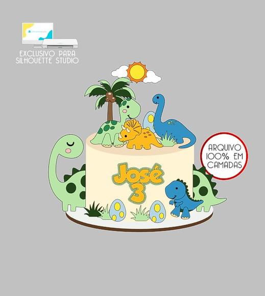 2251 - Arquivo Topo de Bolo Dinossauro