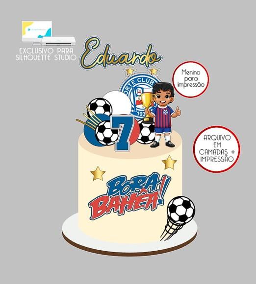 2258 - Arquivo Topo de Bolo Futebol Bahia Menino Jogador