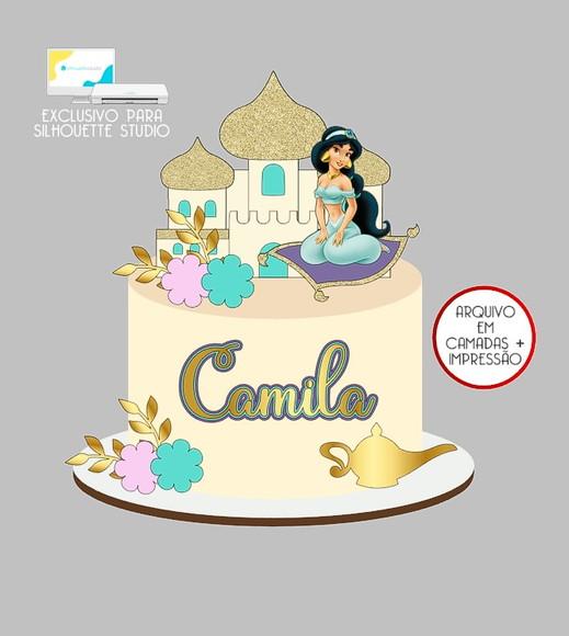 227 - Arquivo Topo de Bolo Princesa Jasmine