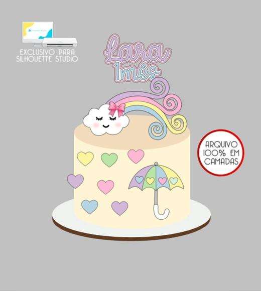 2277 - Arquivo Topo de Bolo Chuva de Bençãos Arco-íris