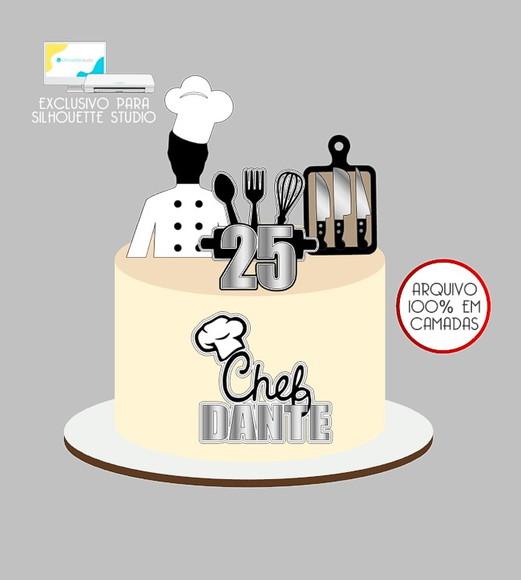 231 - Arquivo Topo de Bolo Chef de Cozinha
