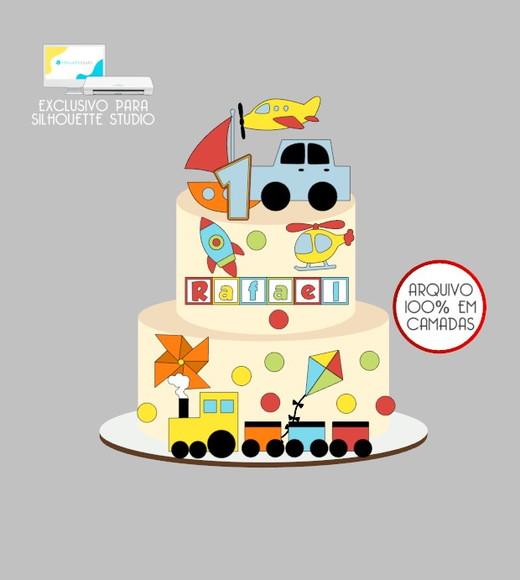 2314 - Arquivo Topo de Bolo Trem Trenzinho Carrinho 3d