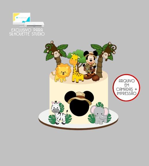 2309 - Arquivo Topo de Bolo Mickey Safari