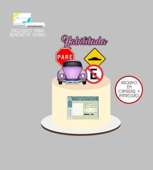 2319 - Arquivo Topo de Bolo Habilitada Cnh Fusca Fusquinha