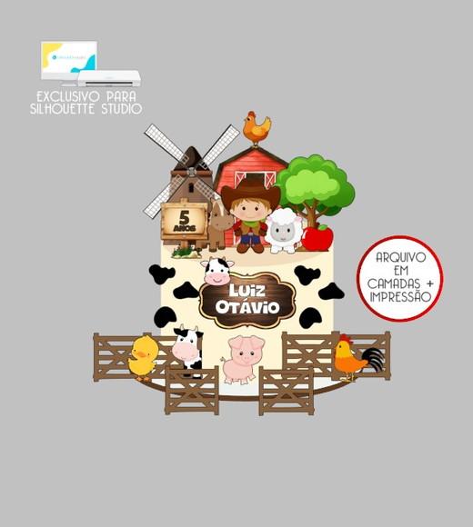 2323 - Arquivo Topo de Bolo Fazendinha Menino