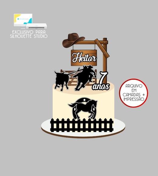 2325 - Arquivo Topo de Bolo Vaqueiro Vaquejada Fazenda