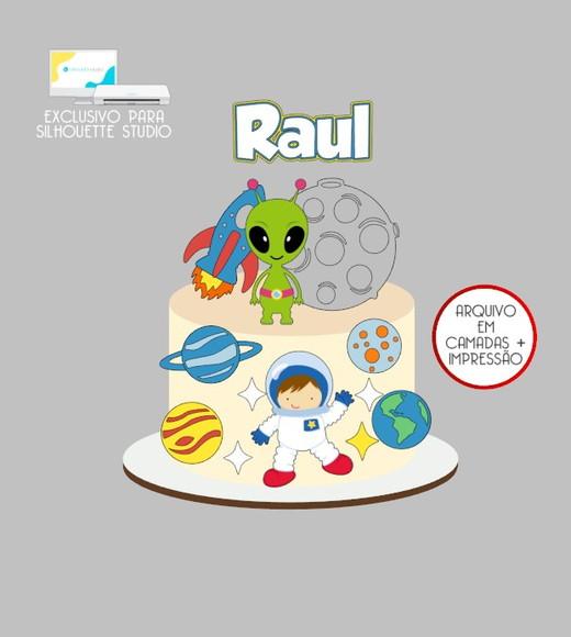 2340 - Arquivo Topo de Bolo Astronauta Extraterrestre