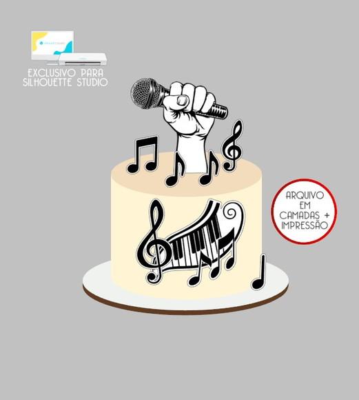 2337 - Arquivo Topo de Bolo Música Cantor Microfone
