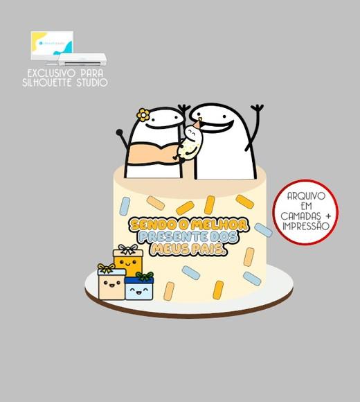2343 - Arquivo Topo de Bolo Bento Flork Melhor Presente