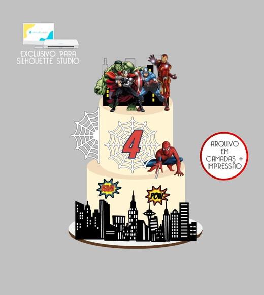 2360 - Arquivo Topo de Bolo Vingadores Super Heróis