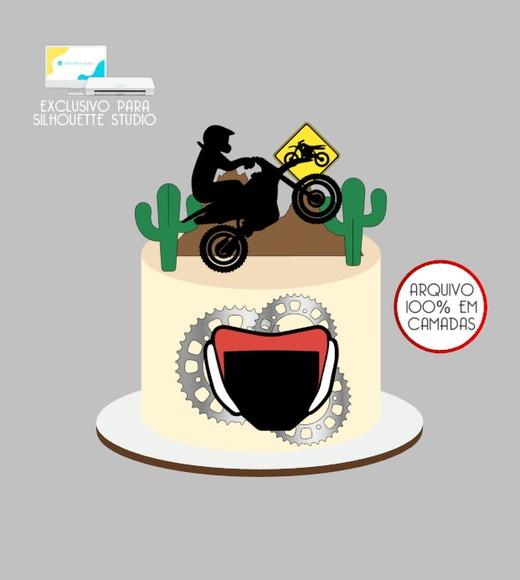 2356 - Arquivo Topo de Bolo Moto Motocross