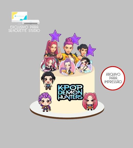 2353 - Arquivo Topo de Bolo Guerreiras do Kpop Demon Hunters